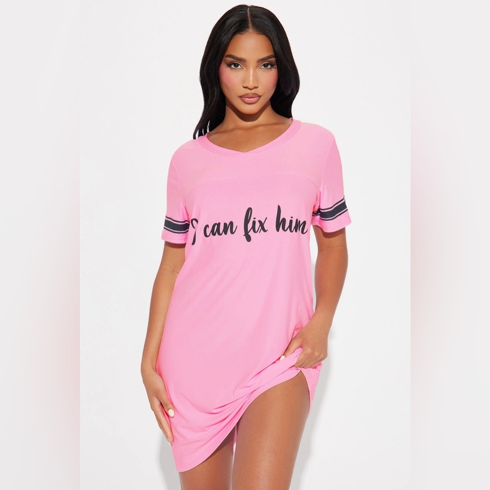 •Need a Fix•Graphic Print Relaxed Fit Sleep Shirt